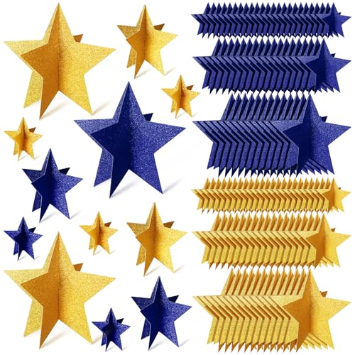 Sinload 45 Pcs 3D Star Centerpiece Movie Night Decoration for Table in 3 Sizes Hanging Supplie for Red Carpet Film Show Th...