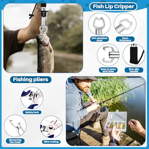 MiniInflat Telescopic Fishing Rod and Reel Combo, 6.89ft 2pcs Collapsible Rod with Plier Lip Gripper Lures Carrier Bag Pr...