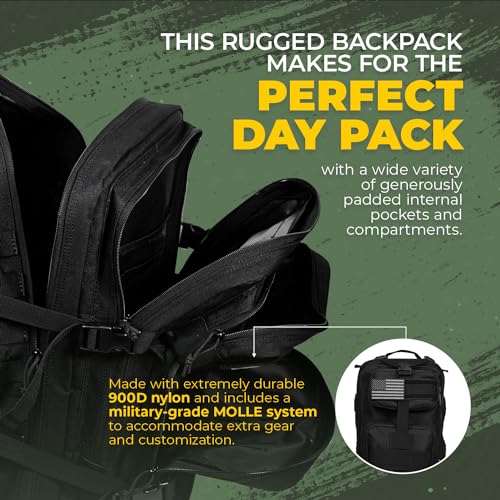 MODERN NEEDS 20L Tactical Backpack | 7 Compartments | Padded Comfort | Heavy-Duty Nylon | Survival & Camping