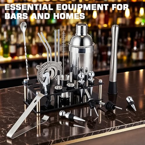 ARTFLY 18-Piece Professional Cocktail Shaker Set and Bartender Kit with Stand, Stainless Steel Bar Tools Gift Set with Mud...