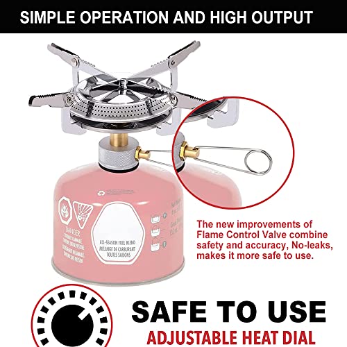 RANDDER Propane Stove Portable Isobutane Camping Stove with Gas Adapter - 10,000 BTU Single Burner Backpacking Camp Stove ...