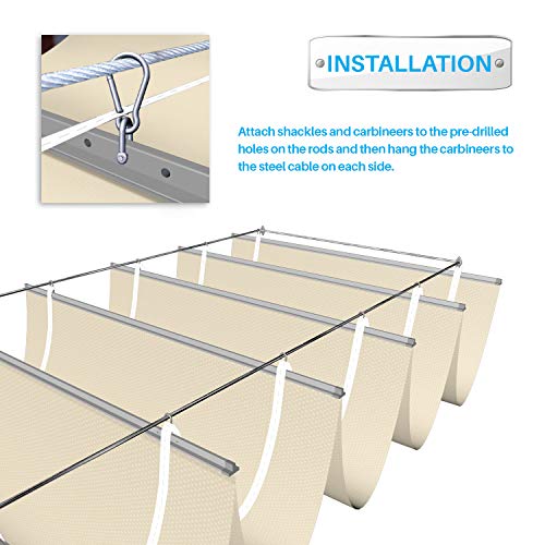 Patio 3'W x 16'L Waterproof Pergola Shade Cover Retractable Canopy Replacement, Outdoor Pergolas Fabric Covers for Patio, ...