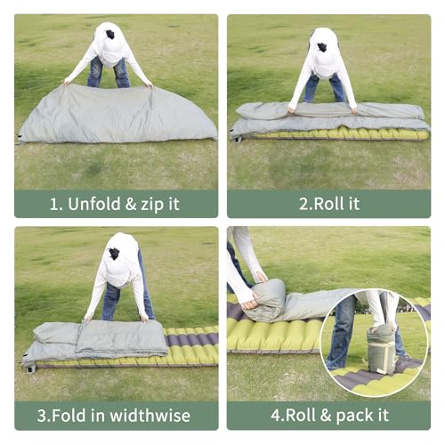 NewDoar Ultralight Backpacking Sleeping Bag - 50-70°F, 1.5lbs, Waterproof & Machine Washable, 2-Way Zipper for Teens,Coupl...