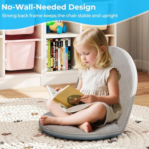 Cuzobro 4Pcs Floor Chair, 5-Position Foldable Floor Chair for Kids with Adjustable Back, Soft Sponge & Velvetean Cover, fo...