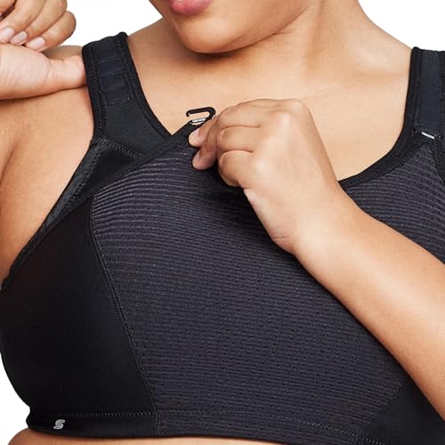 Full Figure Plus Size Custom Control Sports Bra Wirefree #1166 Solid Black 34DD