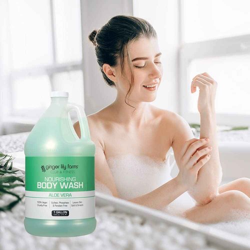 Ginger Lily Farms Club & Fitness Nourishing Body Wash, 100% Vegan & Cruelty-Free, Aloe Vera Scent, 128 Fl Oz (Pack of 4)