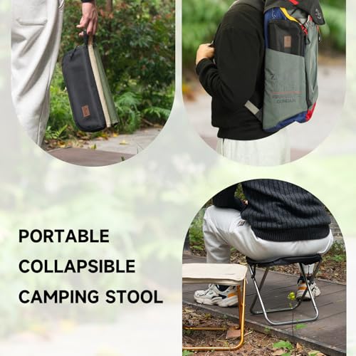 SZRUNZHU Camping Stool，Portable Foldable Stool Adult Collapsible Chairs for Fishing Outdoor Hiking 300 LBS Load