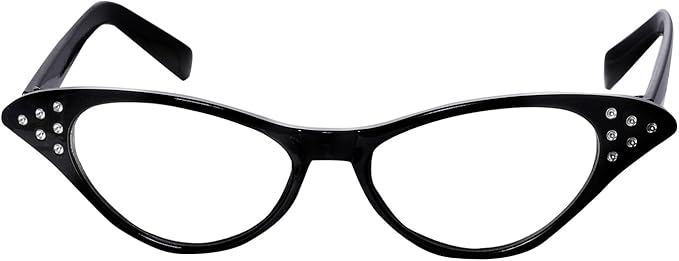 50s Rhinestone Glasses, Retro Old Lady Granny Costume Glasses for Hip Hop Dress Up Halloween Party Favor