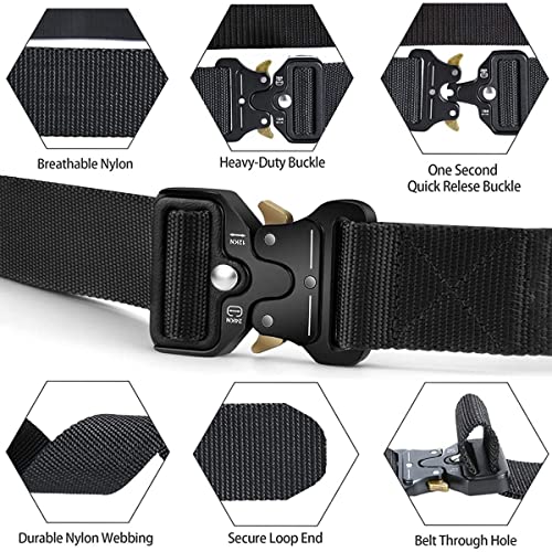 Men's Tactical Belt - Heavy Duty Nylon Web Belt with Quick Release Buckle