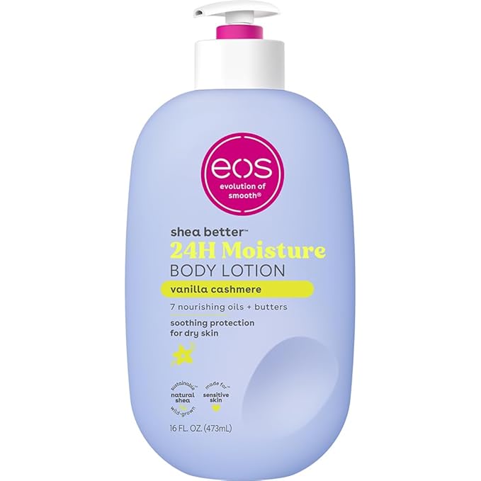 eos Shea Better Body Lotion Vanilla Cashmere, 24-Hour Moisture Skin Care, Lightweight & Non-Greasy, Natural Shea, Vegan, V...