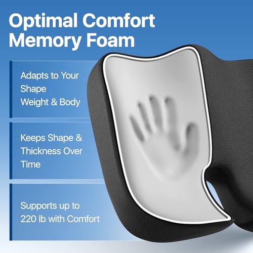 CJACSOC Seat Cushion, Extra Large Memory Foam Cushion for Office Chair Cushions, Ergonomic Cushions Pad Pillow for Pressur...