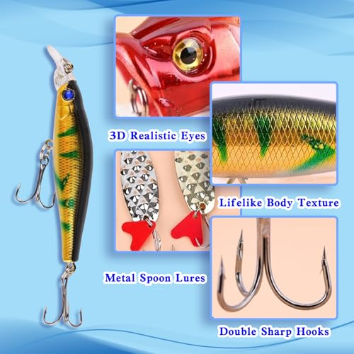 Lihome Fishing Advent Calendar 2025 – 24-Day Fishing Lure Set, for Men, Boys, Dads, and Fishermen – Freshwater and Saltwat...