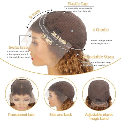 1B/30 Highlight Lace Front Wig Human Hair 13x6 Ombre Lace Front Wig 180% Density Body Wave HD Lace Frontal Wigs Human Hair Colored Balayage Wig for Black Women 22Inch