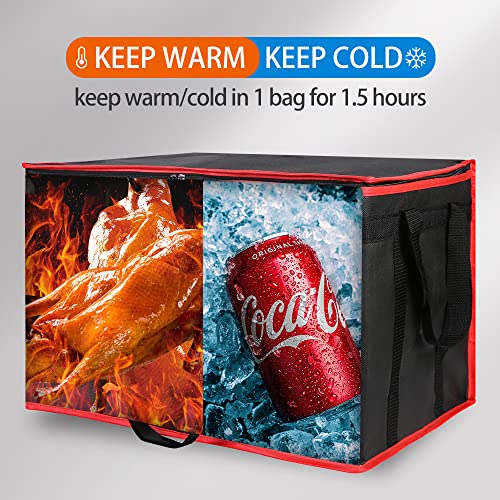 Bodaon Insulated Food Delivery Bag for Hot and Cold Meal, XXX-Large Grocery Tote Insulation Bag for Catering/Drivers, Pizz...