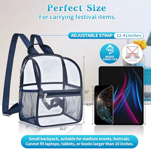Mildbeer Small Clear Backpack, Stadium Approved 12x12x6 Clear Backpack for Women with 2 Bottle Holders for Festival Concer...