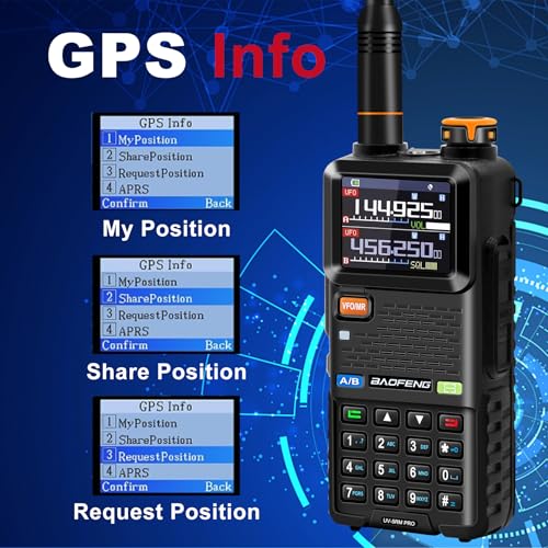 BAOFENG GPS Radio UV-5RM PRO: 10W Ham Radios Long Range, Multi-Band GMRS Handheld Radio 5RM PRO GPS Position Share and Req...