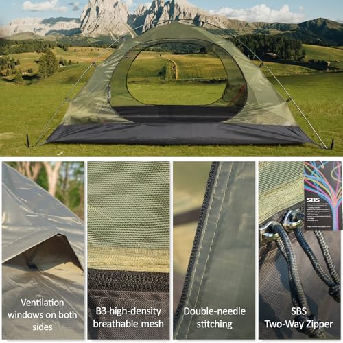 1/2 Person Backpacking Tent for 4 Season, Winter Ultralight Extreme Cold Weather Tents for Camping Easy Setup Waterproof D...
