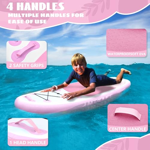 Kids Inflatable Stand Up Paddle Board, Kids Paddle Board with SUP Accessories, Anti-Slip EVA Deck, 7’6’’Child SUP for Kids...