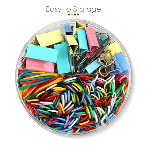 300 Pcs Binder Clips, Rubber Bands, Office Set, Paper Clips, School & Teacher Supplies for Office Desk Essentials (Assorte...