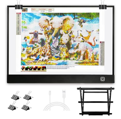 WELZK Diamond Painting Light Board A3, with Large Metal Stand, L:18.5 × W:13.6 inchs Large Diamond Painting Light Pad, Dim...