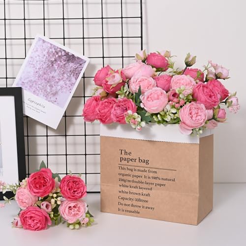 MARTINE MALL 4 Packs Peonies Artificial Flowers, Mixed Pink Artificial Peonies, Silk Peonies Flowers Fake Peonies Artifici...