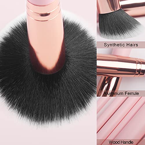 Real Perfection Makeup Brush Set 16 Pcs with 1 Eyebrow Razor Premium Synthetic Foundation Powder Concealers Eyeshadow Blus...