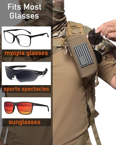 Lemubeane Tactical Molle Glasses Pouch Eyeglasses Hard Case Shockproof Sunglasses Carrying Case with Cleaning Cloth