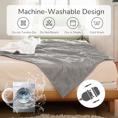 RALYSUN Electric Heated Blanket 72"x84" Full Size - Dual-Sided with Microplush & Sherpa Fabric, 4 Heat Settings & 10 Hours...