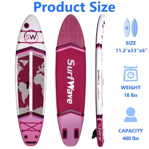 11'/6"×34" Inflatable Stand Up Paddle Board for Adults & Beginner SUP, Backpack, Removable Fin, Ankle Leash, Phone Case & ...
