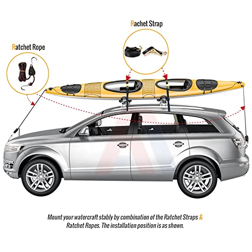 AA-Racks Double Folding J-Bar Rack for Kayak Carrier Canoe Boat Paddle Board Surfboard Roof Top Mount on Car SUV Truck Cro...