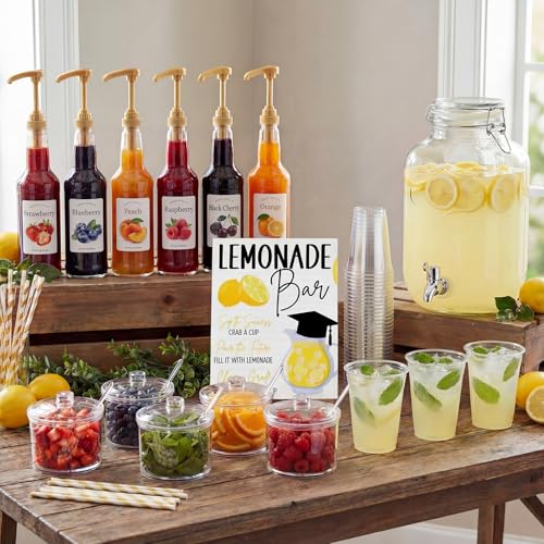 Jingmore 43 Pcs 2026 Graduation Lemonade Stand Complete Accessories Kit Lemon Bar Sign Class of 2026 Jar Drink Station gla...