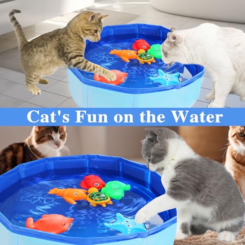 Obfuscate Cat Pool Toy,Portable Cat Water Toy with Interactive Fish Toys,Engaging Interactive Cat Toys for Indoor Cats,6 P...