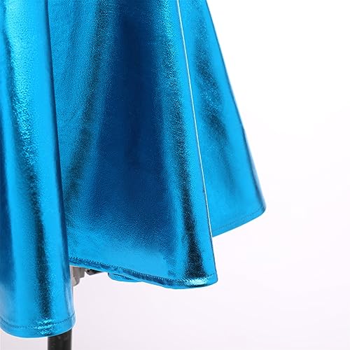 IMEKIS Women Girls Anime Halloween Costume Rave Outfit Metallic Mini Skater Dress Cosplay 80s Birthday Outfit