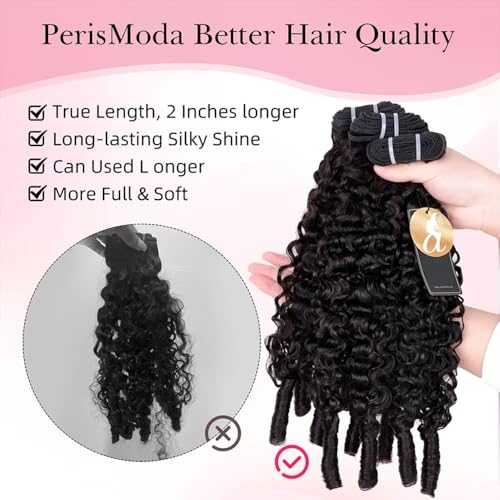 PerisModa 15A Raw Burmese Curly Bundles 100% Human Hair Bundles Pix Curly Bundles Unprocessed Human Hair Extensions 22 Inches 1PC 100% Unprocessed Virgin Water Wave Hair For Women Natural Black