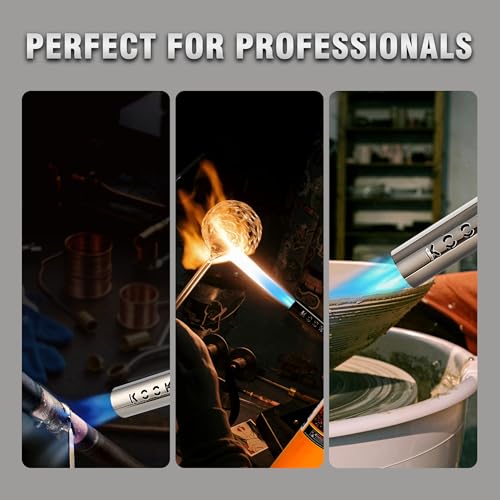 KOOKCOOK Propane Torch Head,Powerful 4-Flame Blow Torch Head Trigger Start Propane Torch with Igniter MAPP Gas Torch Kit G...