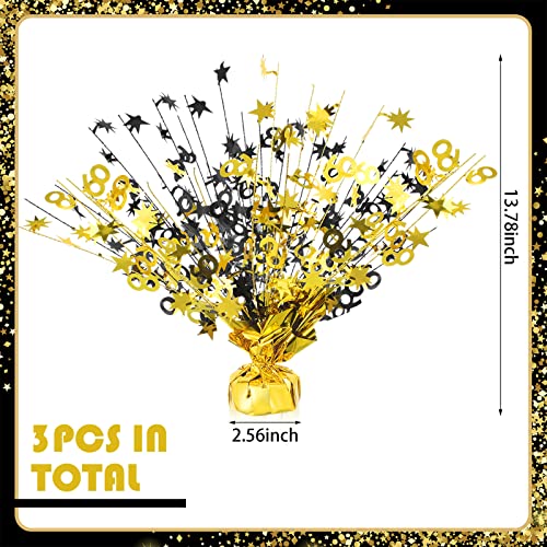 3 Pcs Happy 60th Birthday Table Decorations 60th Birthday Centerpieces for Table Metallic Gold Gleam 60th Wedding Annivers...