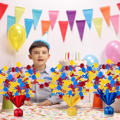 Maysing 3 Sets Hero Foil Spray Centerpiece Party Boom Table Decorations for Banquet Karaoke 50s Wedding Graduation Red Yel...