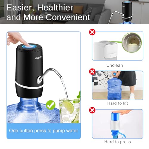 Water Pump for 5 Gallon Bottle, USB Charging Automatic Water Dispenser with Rechargeable Battery, Portable Electric Drinki...