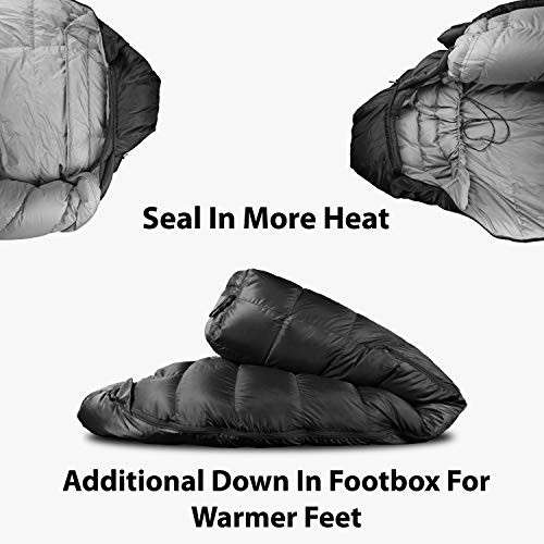 Outdoor Vitals Summit Sleeping Bag 800+ Fill Power Starting Under 2lbs Ultralight Backpacking Mummy Down Sleeping Bag for ...