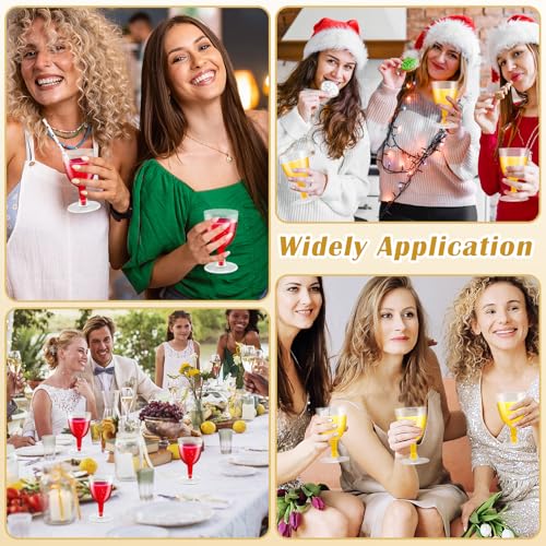Vyndicca 48 PCS Disposable Plastic Wine Glasses,Clear Stackable Plastic Goblets,Hard Party Wine Cups with Stem for Wedding...