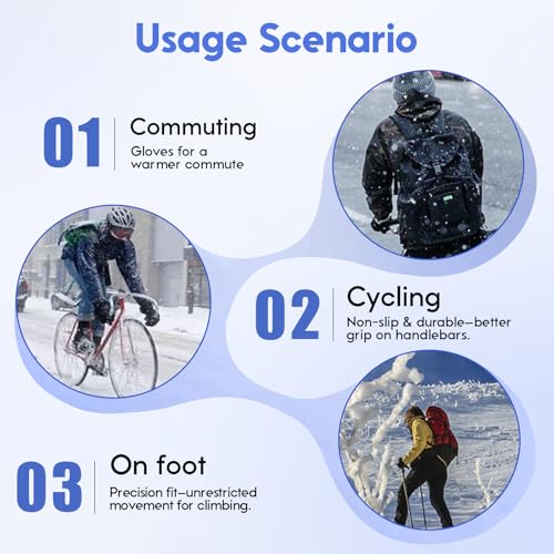 Insulated Thermal Winter Gloves with Touchscreen Compatibility - Waterproof Design for Outdoor Sports