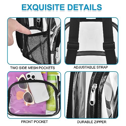 Busiuw Clear Backpack for Stadium Events Clear Backpack 12x12x6 with Front Pocket for Concert Sport Fashion Women Backpack...