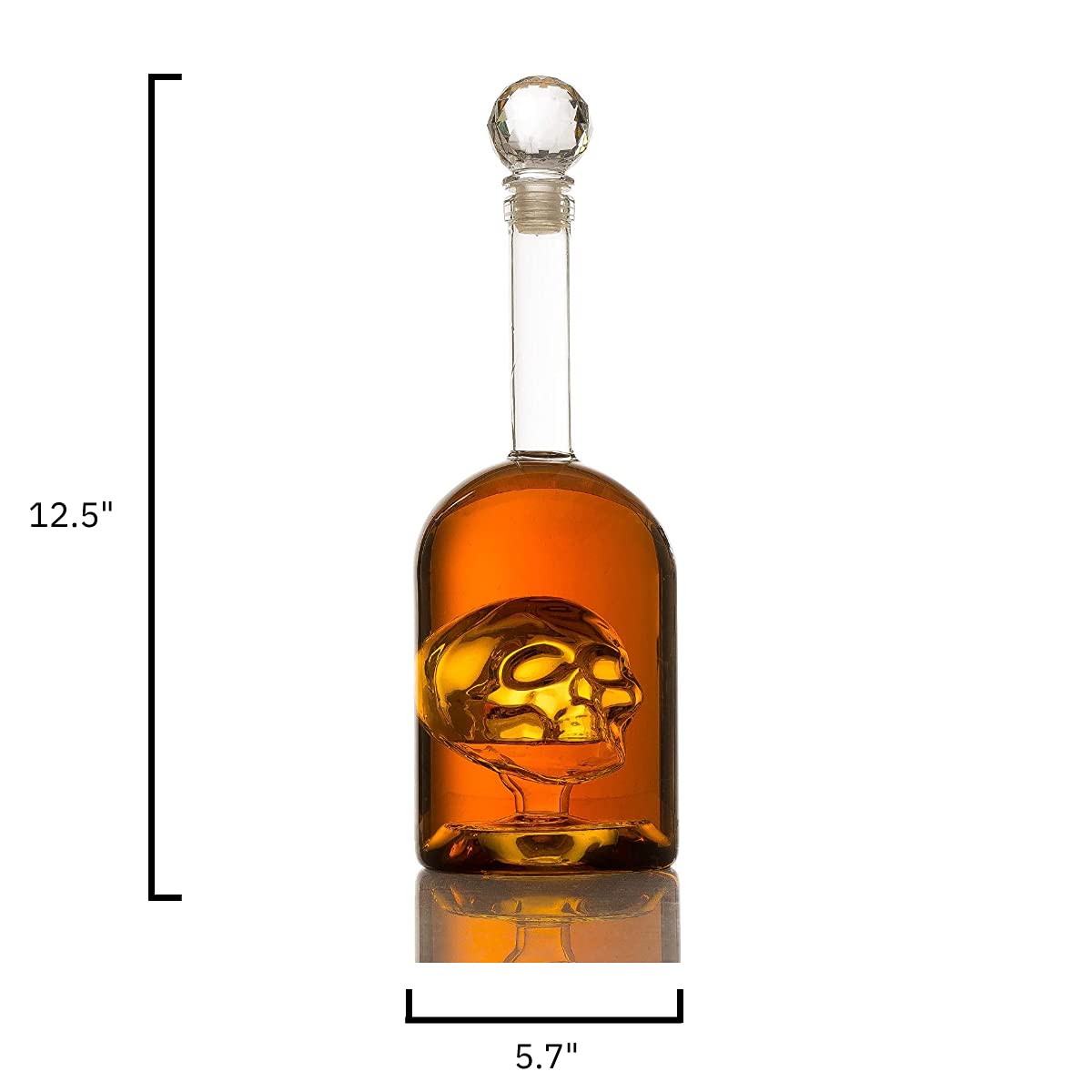Skull Decanter in Bottler Skull Head by The Wine Savant 750ml, Skull Bottle Skull Face Enlarges with Whiskey, Tequila, Bourbon Scotch or Rum - Great Gift for Any Bar!