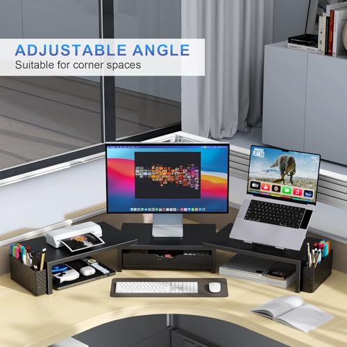 gianotter Dual Monitor Stand Riser, Desk Organizer With Drawer and 2 Pen Holders, Computer Monitor Stand, Shelf for Top of...