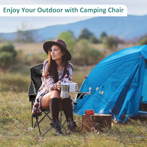SAILARY Outdoor Folding Camping Chair with Cup Holder, Storage Bag, Large Anti-Sink Feet, 325lbs Capacity, Breathable Mesh...