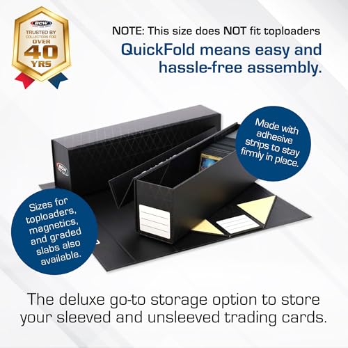 BCW QuickFold Card Boxes for Sleeved Cards - 12 Pack | Not for Toploaders | Magnetic Closure Card Storage Box | Holds 500 to 1200 Cards Each | Fits Trading Card Dividers | Easy to Assemble