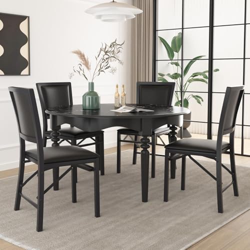 VECELO 4 Pack Folding Chairs with Cushion, Foldable Padded Seats with Heavy Duty Metal Frame for Kitchen/Dining/Living Roo...
