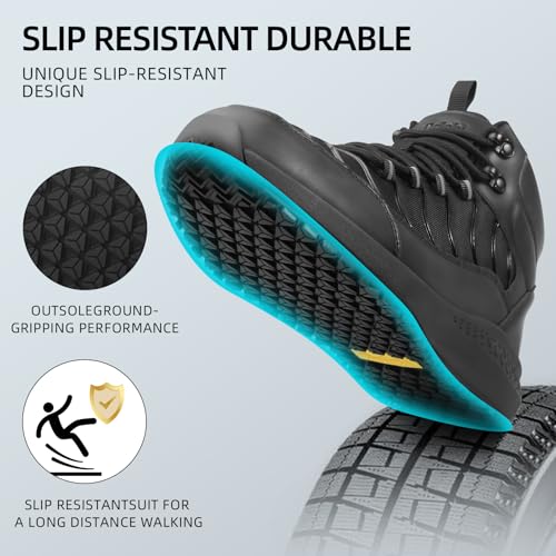 Delobi Men's Slip Resistant Waterproof Boots - Comfortable & Ankle Support Work Shoes for Restaurant, Casual, Hiking & Wor...