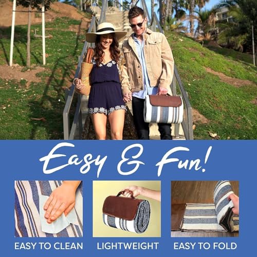 scuddles 80" x 80" Extra Large Outdoor Picnic Blanket – Waterproof, Foldable Travel Mat for Beach, Camping, Grass, Lawn, P...
