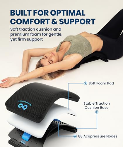 Everlasting Comfort Lumbar Support Board Back Stretcher for Lower Pain Relief - Adjustable Spine Decompression with 88 Acu...